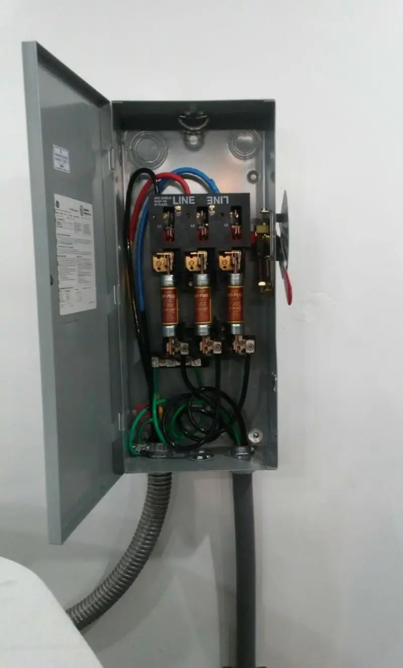 Three-phase disconnect switch installed for Electrical Wiring & Rewiring in Plano